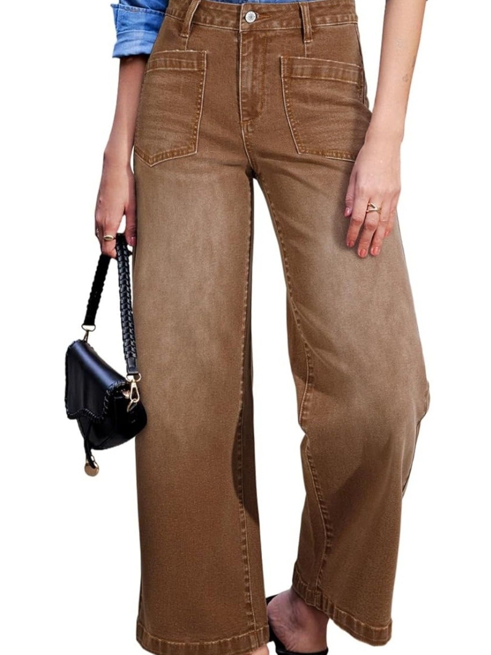 High-Rise Wide Leg Jeans in Brown - Women's Flare Pant
